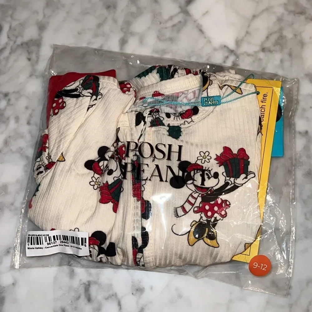 NWT POSH PEANUT DISNEY MINNIE MOUSE HOLIDAY CONVERTIBLE ONE PIECE 9/12M